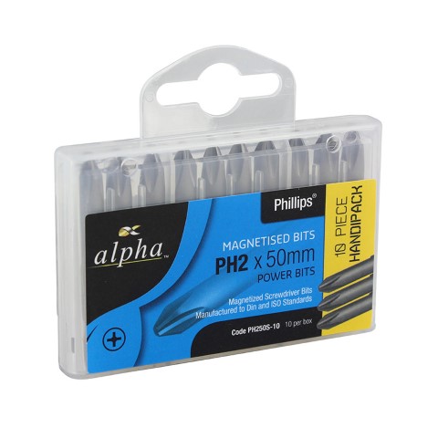 ALPHA PH1 X 50MM POWER BITS - HANDIPAK OF 10 